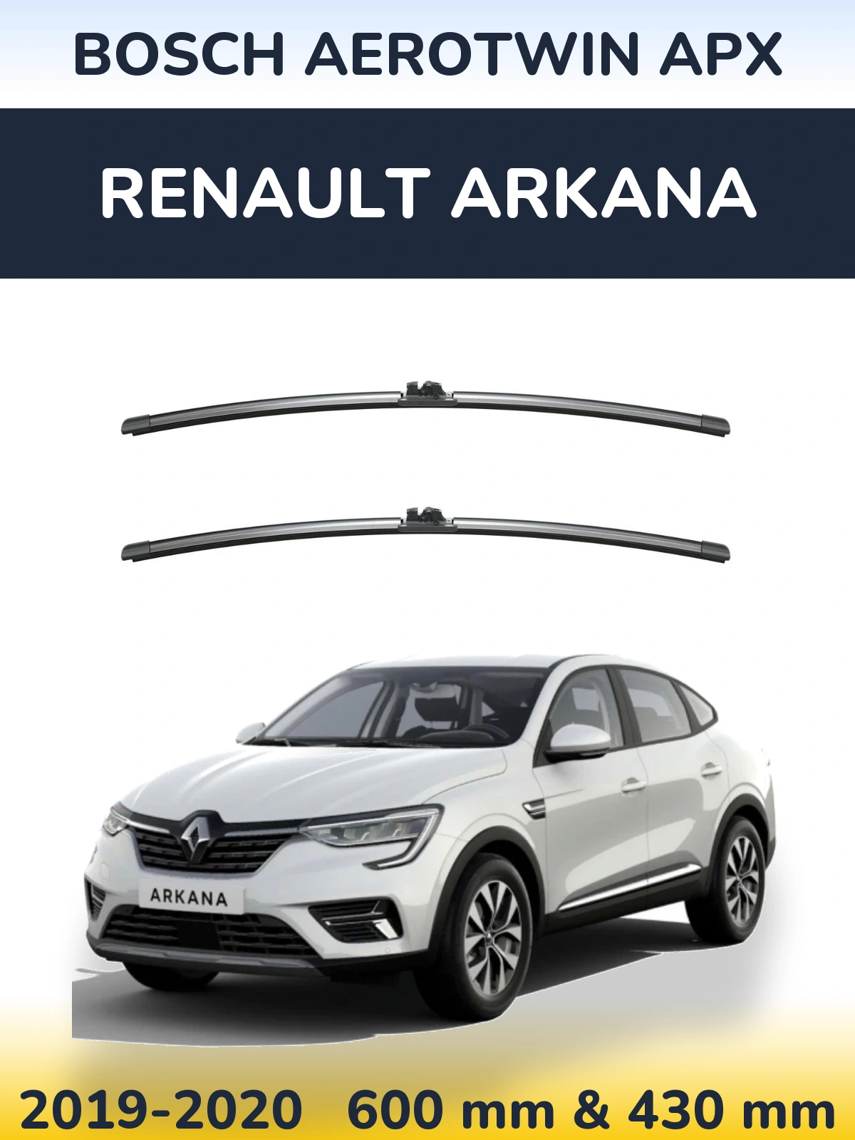 Sada předních stěračů BOSCH AeroTwin APX 600 a 425 mm pro Renault Arkana 2019-2020