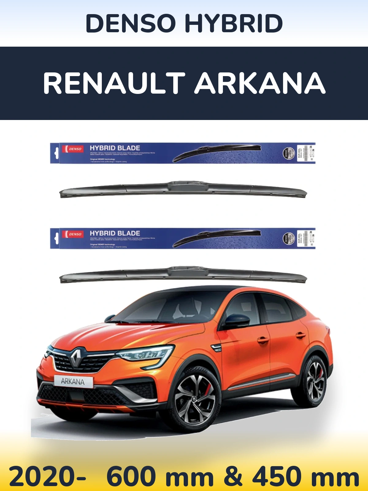 Sada předních stěračů Denso Hybrid 600 a 450 mm pro Renault Arkana 2020-2026