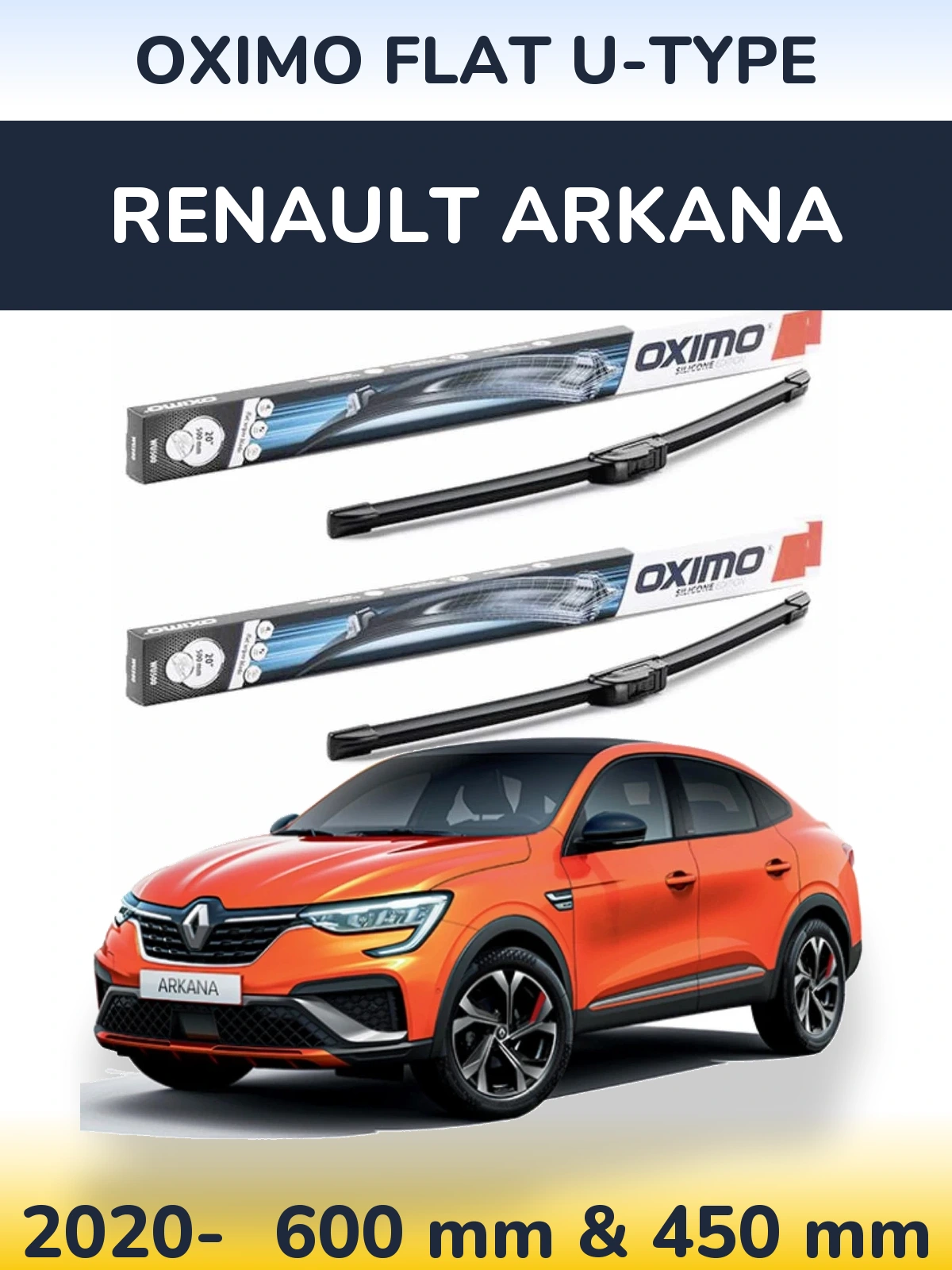 Sada předních stěračů Oximo Flat U-type 600 a 450 mm pro Renault Arkana 2020-2026
