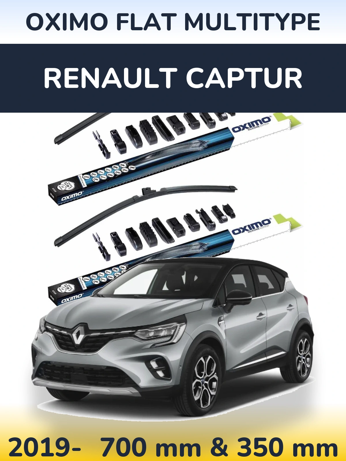 Sada předních stěračů Oximo Flat MultiType 700 a 350 mm pro Renault Captur 2019-2026