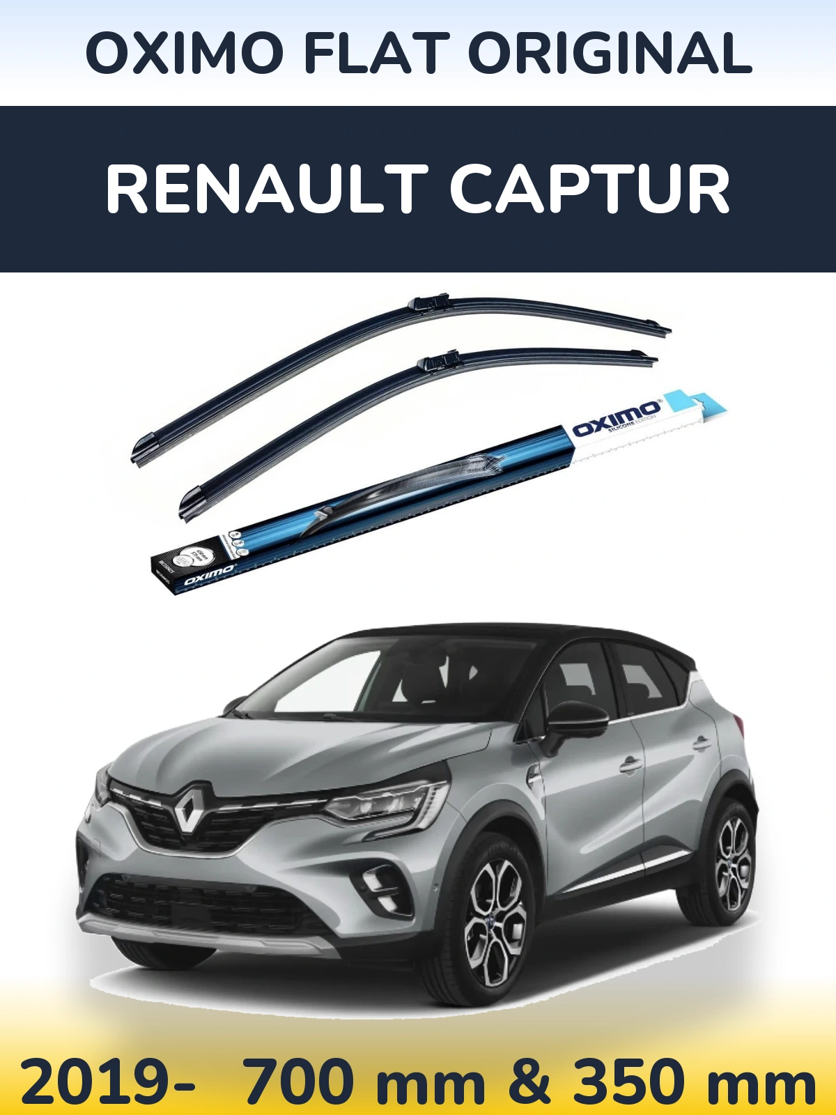 Комплект передніх щіток Oximo Flat Original 700 & 350 мм для Renault Captur 2019-2026