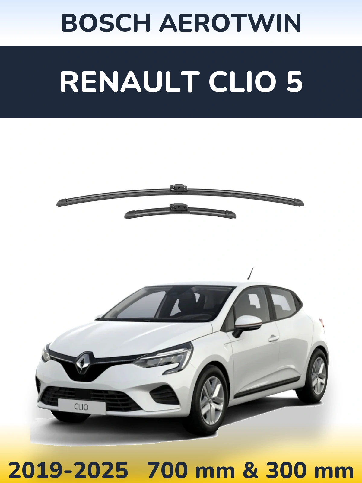 Sada předních stěračů BOSCH AeroTwin 700 a 300 mm pro Renault Clio 5 2019-2025