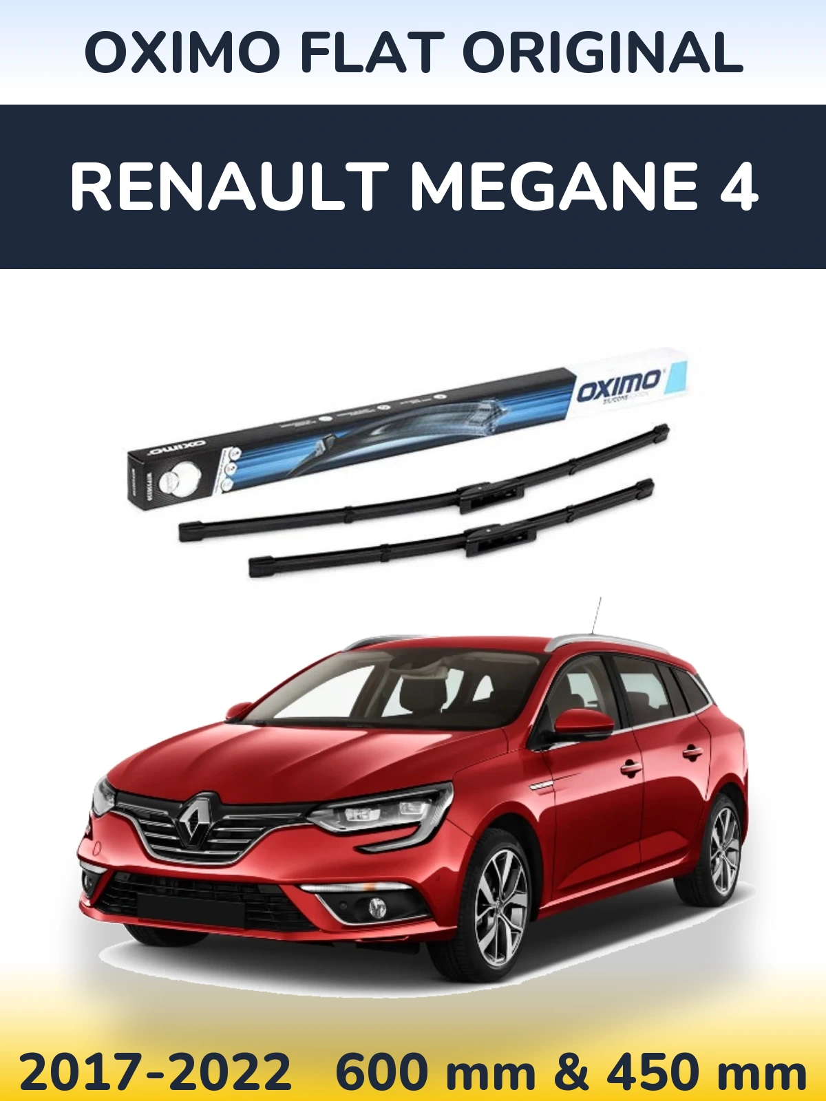 Комплект передніх щіток Oximo Flat Original 600 & 450 мм для Renault Megane 4 2017-2022