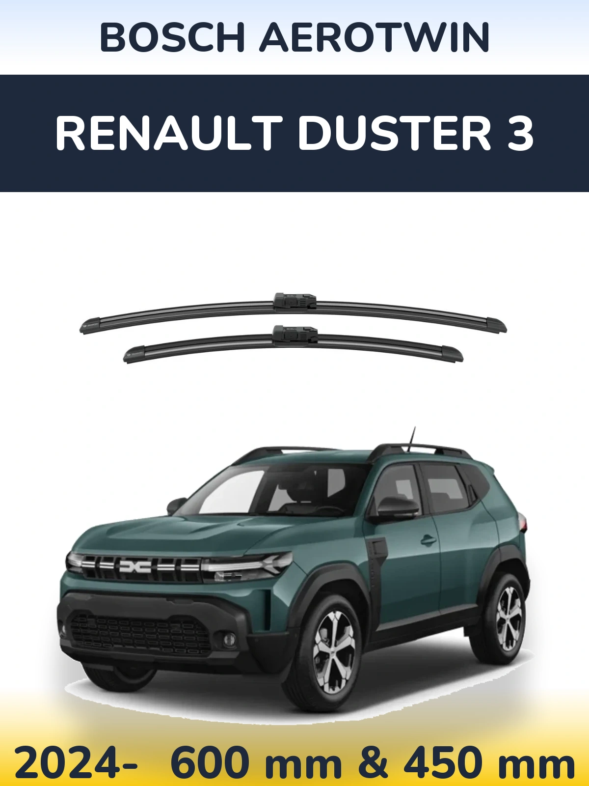 Sada předních stěračů BOSCH AeroTwin 600 a 450 mm pro Renault Duster 3 2024-2026