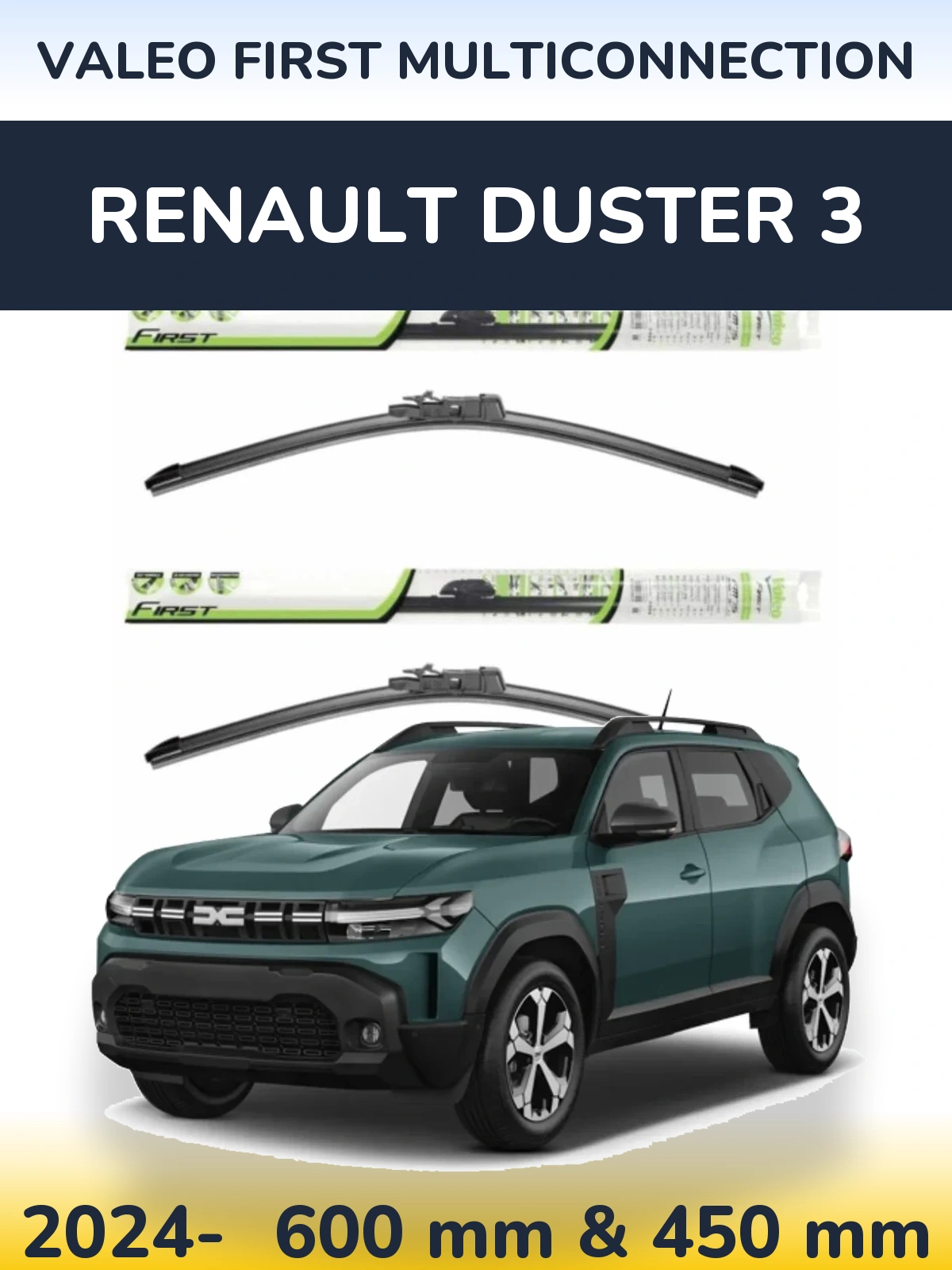 Sada předních stěračů Valeo First MultiConnection 600 a 450 mm pro Renault Duster 3 2024-2026