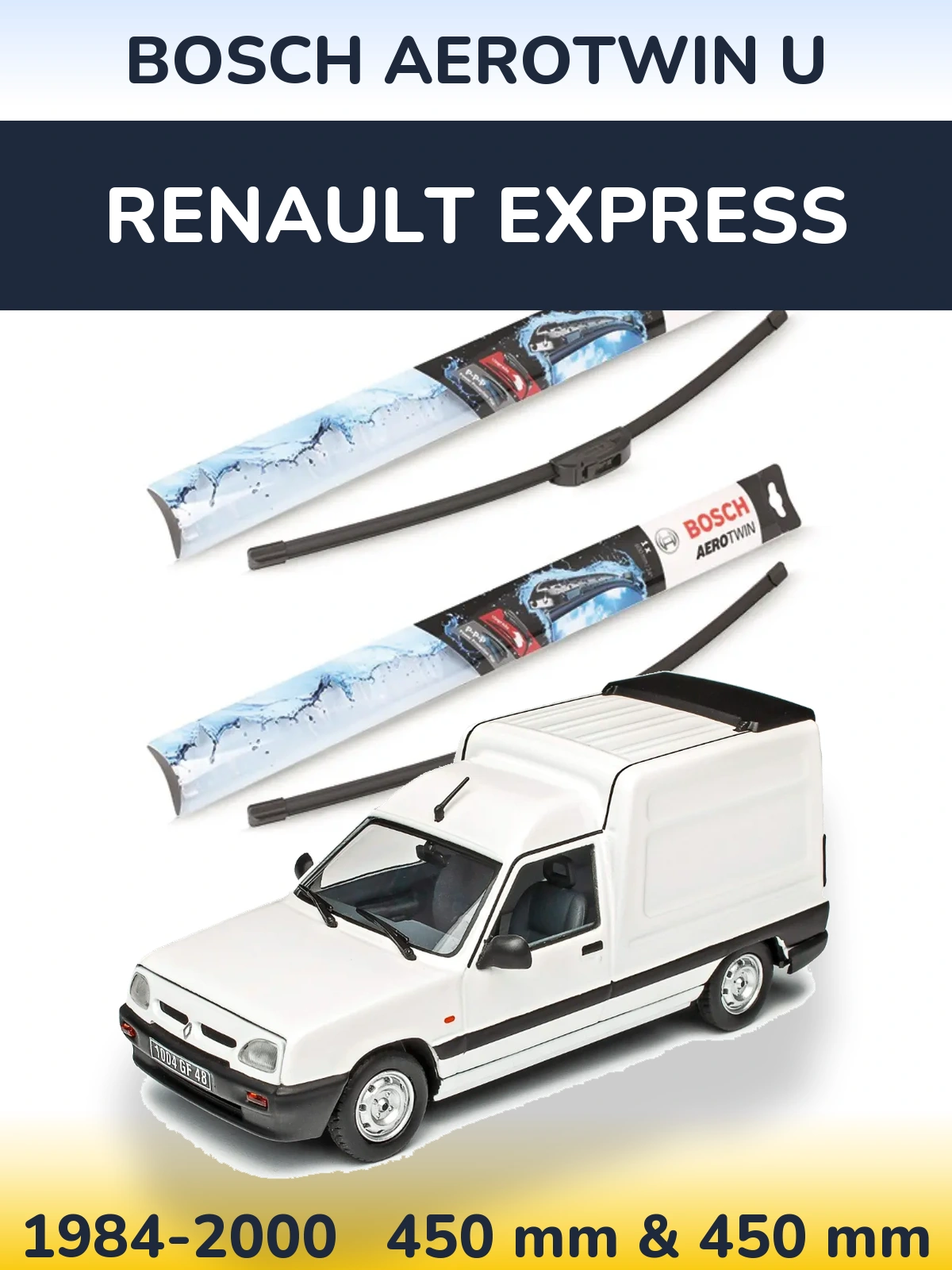 Sada předních stěračů BOSCH AeroTwin U 450 a 450 mm pro Renault Express 1984-2000