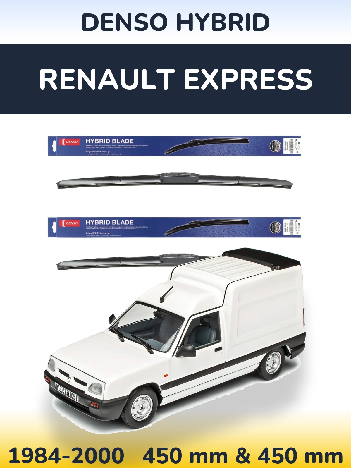 Sada předních stěračů Denso Hybrid 450 a 450 mm pro Renault Express 1984-2000