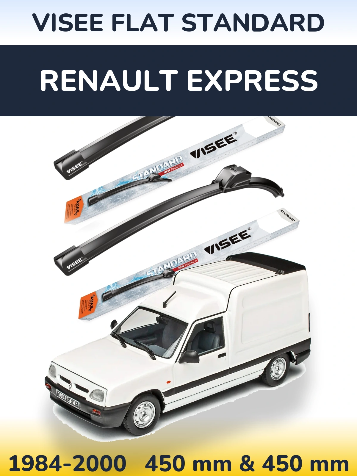 Sada předních stěračů VISEE FLAT STANDARD 450 a 450 mm pro Renault Express 1984-2000