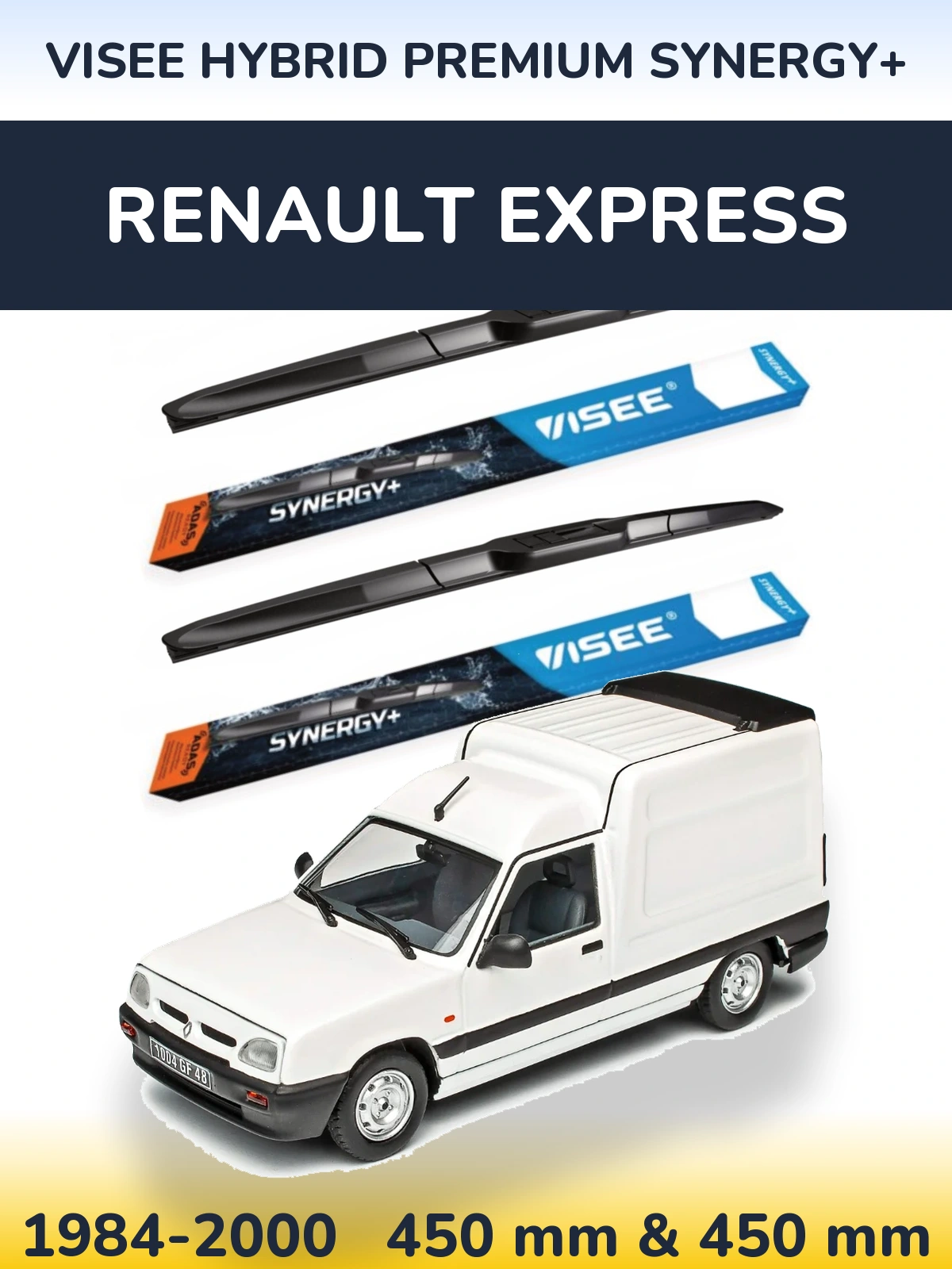 Sada předních stěračů VISEE HYBRID PREMIUM SYNERGY+ 450 a 450 mm pro Renault Express 1984-2000