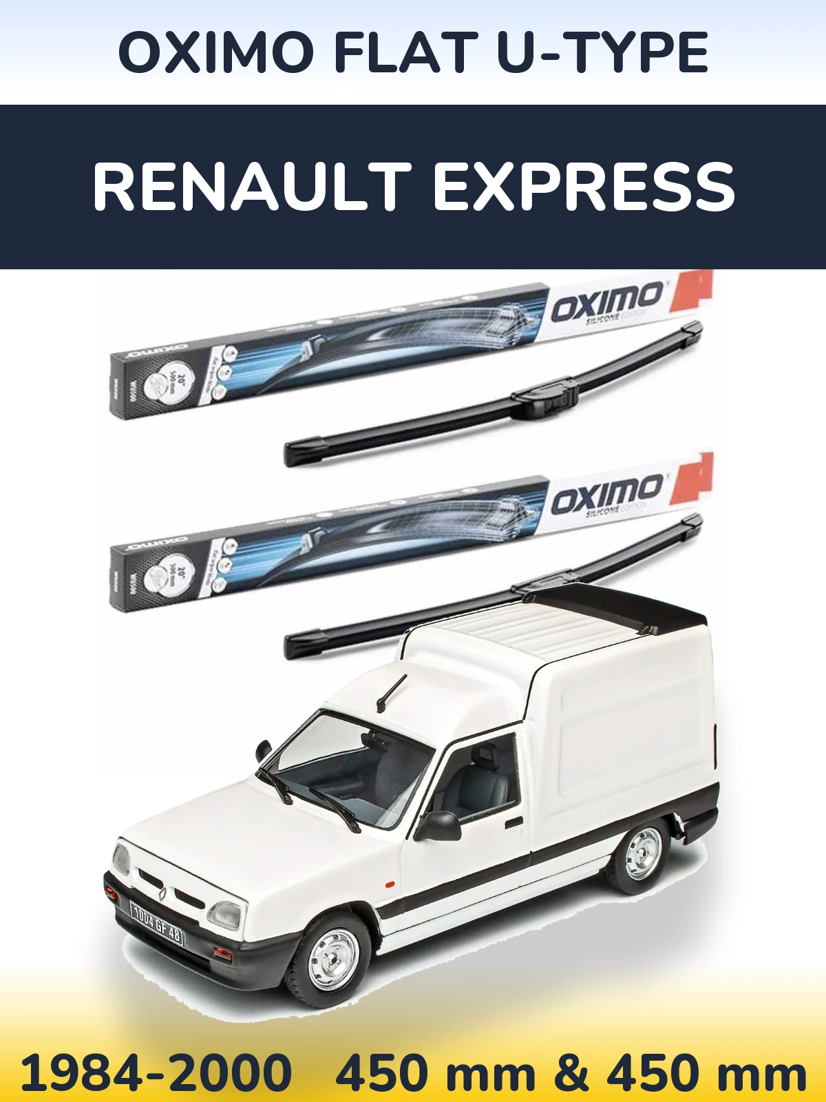 Sada předních stěračů Oximo Flat U-type 450 a 450 mm pro Renault Express 1984-2000