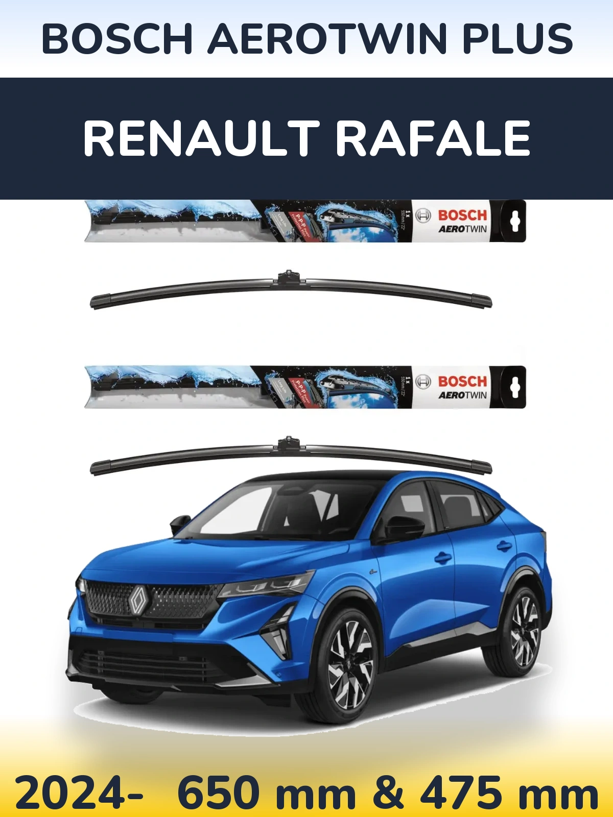 Sada předních stěračů BOSCH AeroTwin Plus 650 a 475 mm pro Renault Rafale 2024-2026