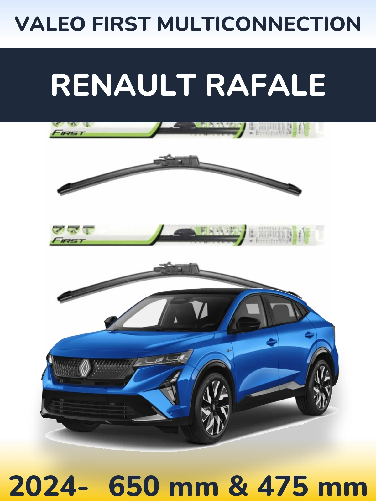 Sada předních stěračů Valeo First MultiConnection 650 a 475 mm pro Renault Rafale 2024-2026