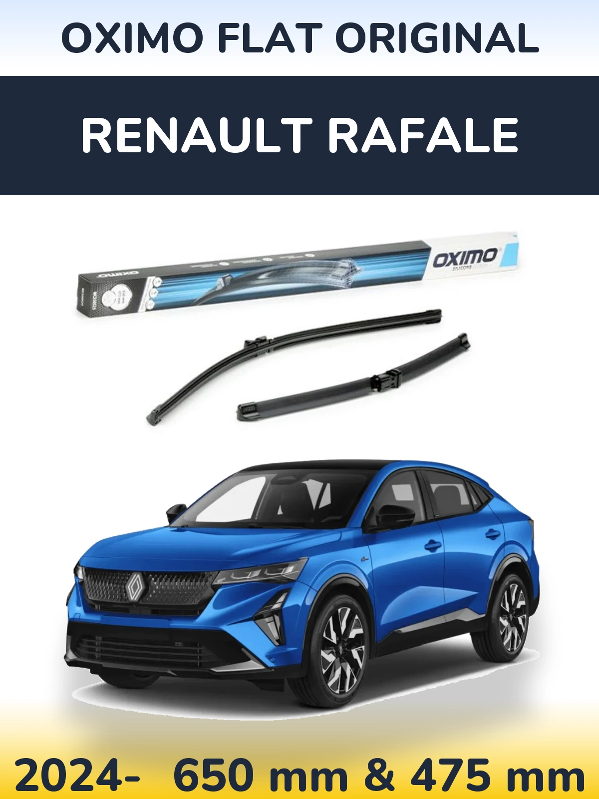 Sada předních stěračů Oximo Flat Original 650 a 475 mm pro Renault Rafale 2024-2026