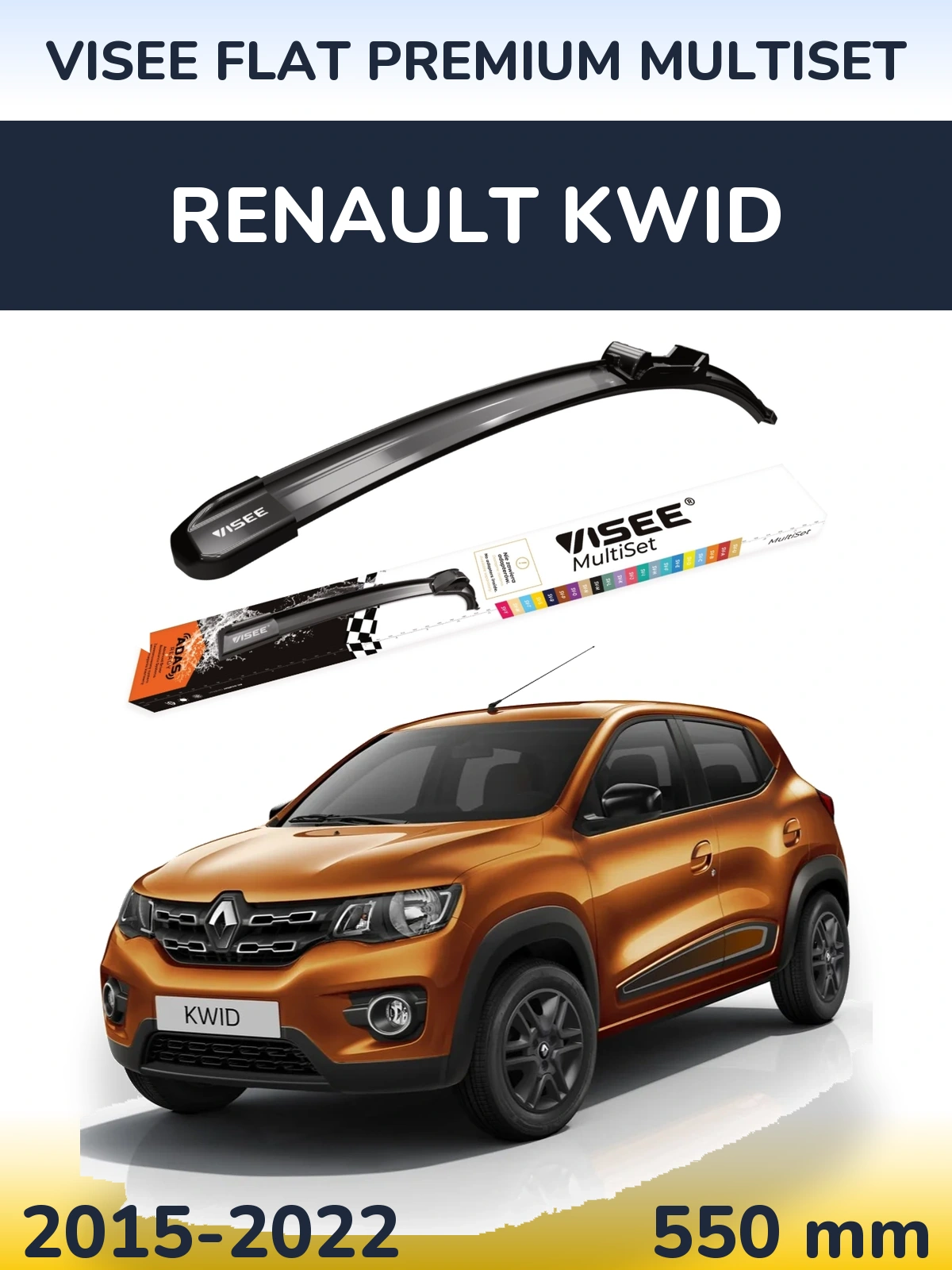 Přední stěrač VISEE FLAT PREMIUM MultiSet 550 mm pro Renault Kwid 2015-2022