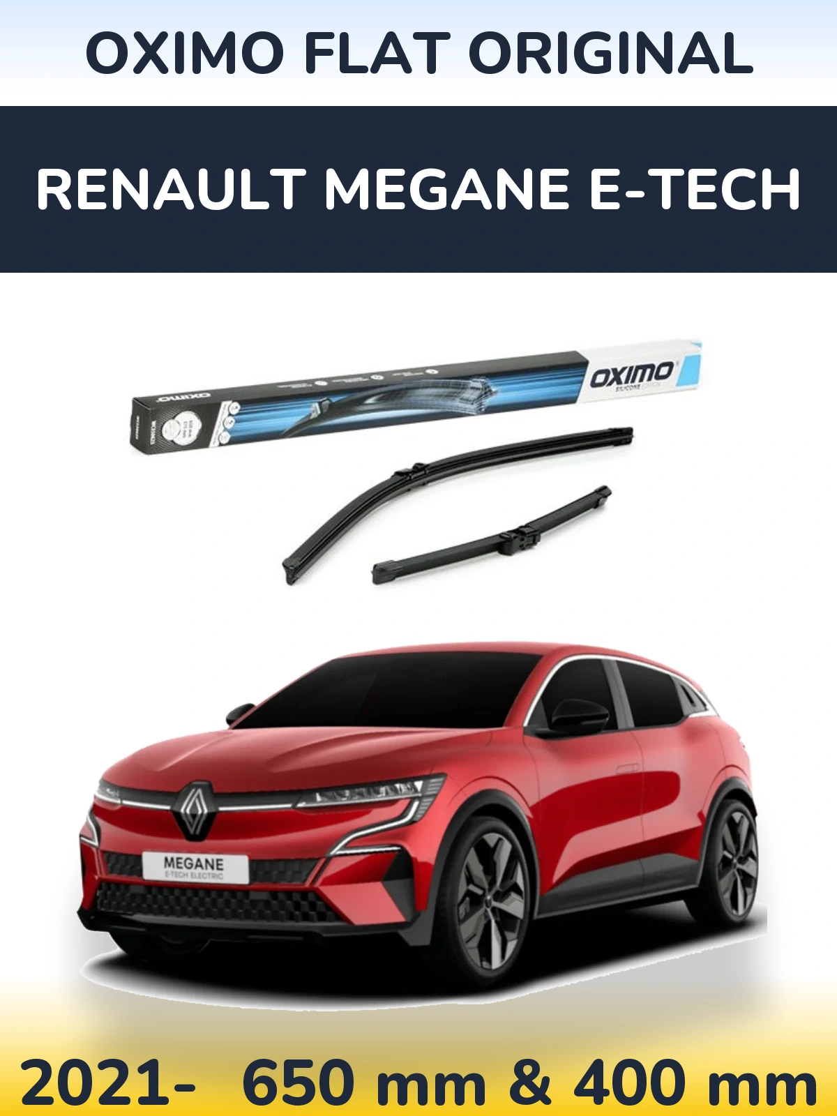 Sada předních stěračů Oximo Flat Original 650 a 375 mm pro Renault Megane E-Tech 2021-2026
