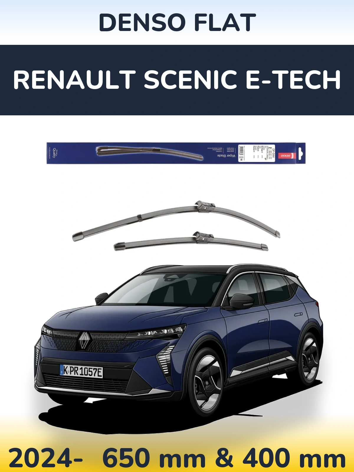 Sada předních stěračů Denso Flat 650 a 400 mm pro Renault Scenic E-Tech 2024-2026