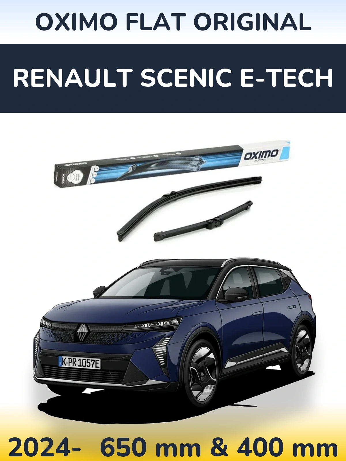 Sada předních stěračů Oximo Flat Original 650 a 375 mm pro Renault Scenic E-Tech 2024-2026