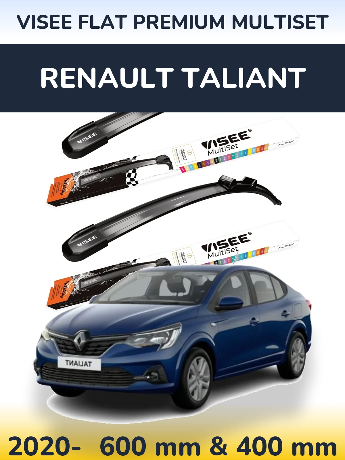 Sada předních stěračů VISEE FLAT PREMIUM MultiSet 600 a 400 mm pro Renault Taliant 2020-2026