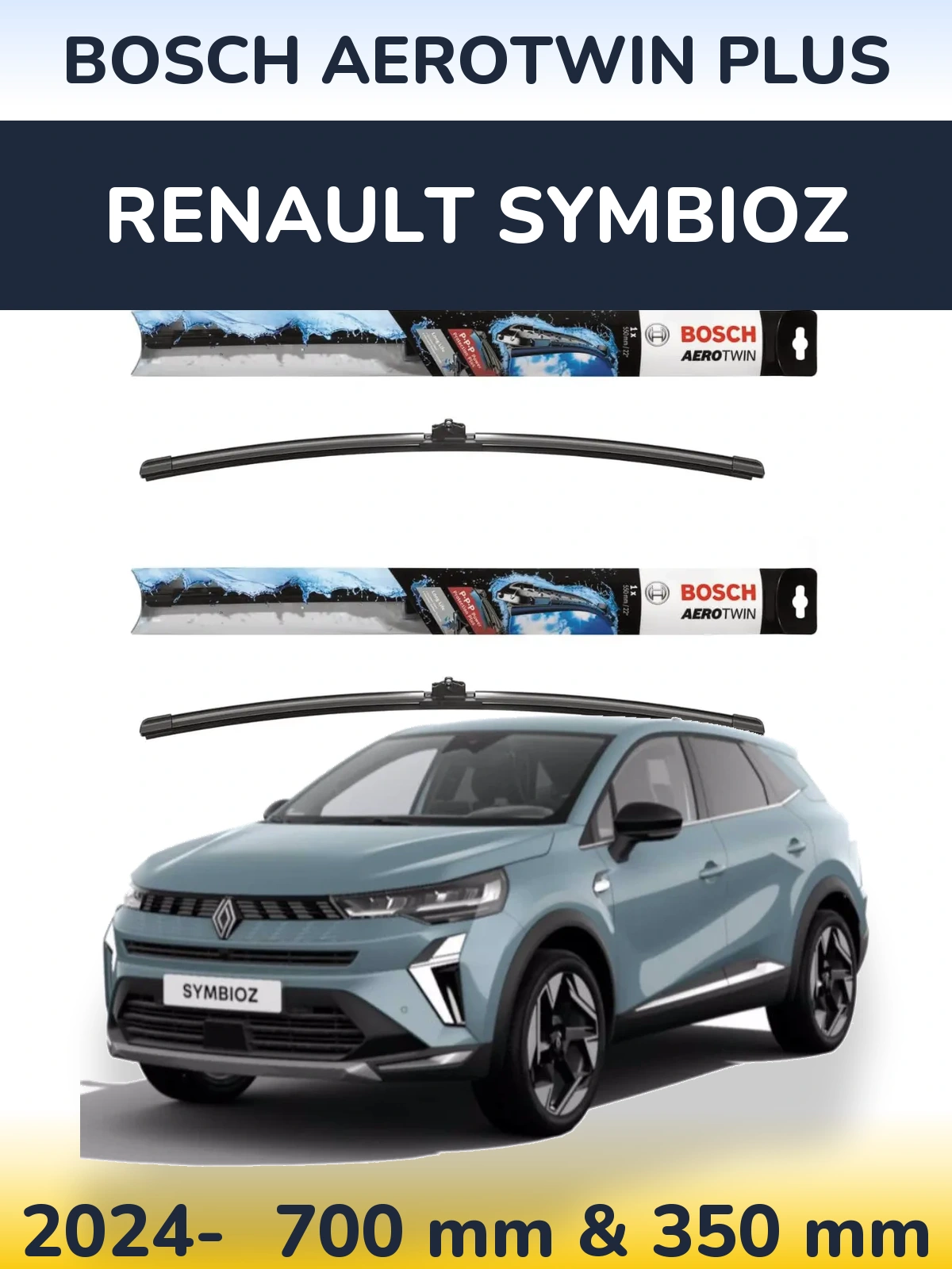 Sada předních stěračů BOSCH AeroTwin Plus 700 a 350 mm pro Renault Symbioz 2024-2026