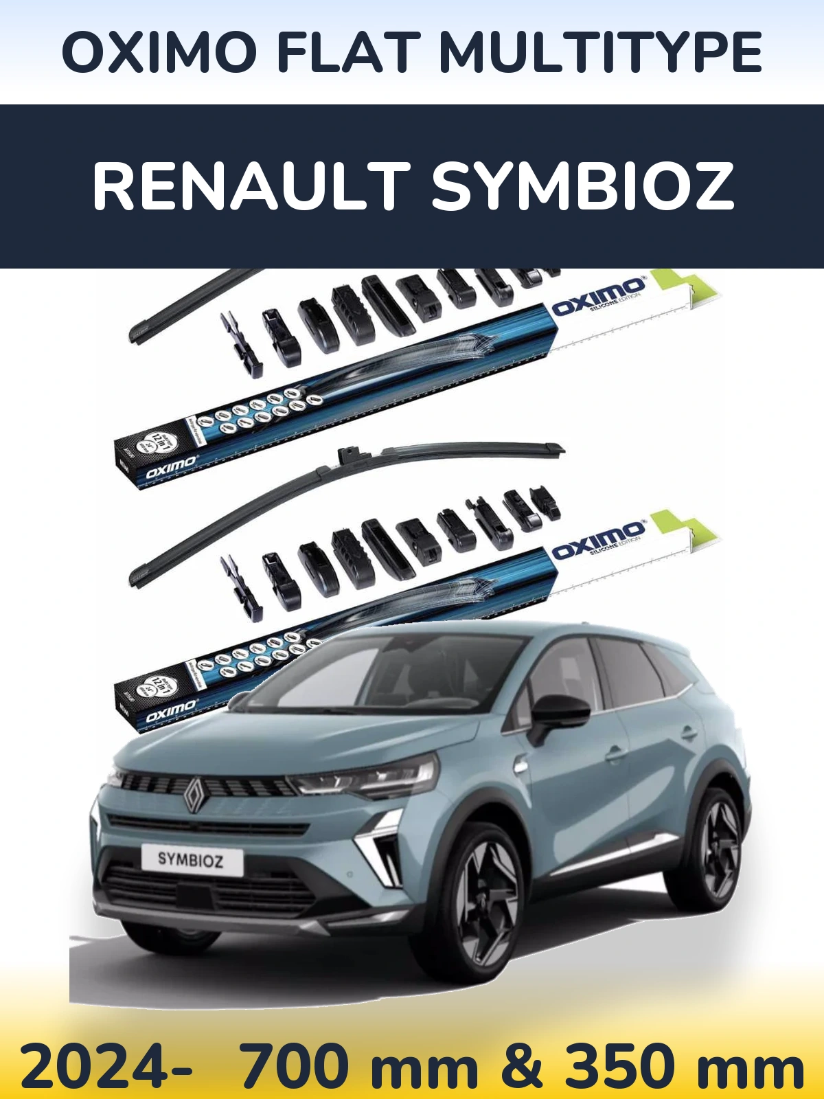 Sada předních stěračů Oximo Flat MultiType 700 a 350 mm pro Renault Symbioz 2024-2026