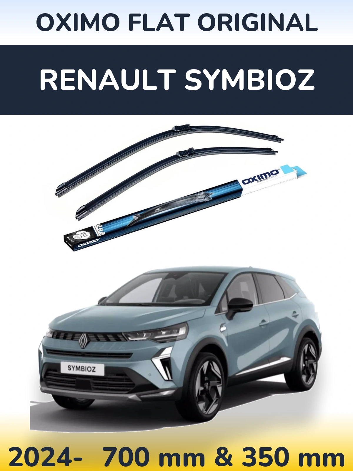 Sada předních stěračů Oximo Flat Original 700 a 350 mm pro Renault Symbioz 2024-2026