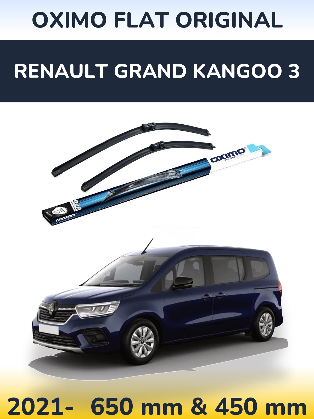 Sada předních stěračů Oximo Flat Original 650 a 450 mm pro Renault Grand Kangoo 3 2021-2026