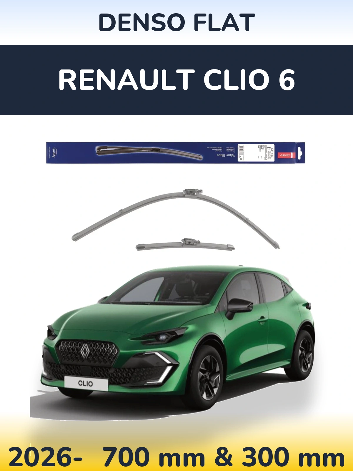 Sada předních stěračů Denso Flat 700 a 300 mm pro Renault Clio 6 2026-