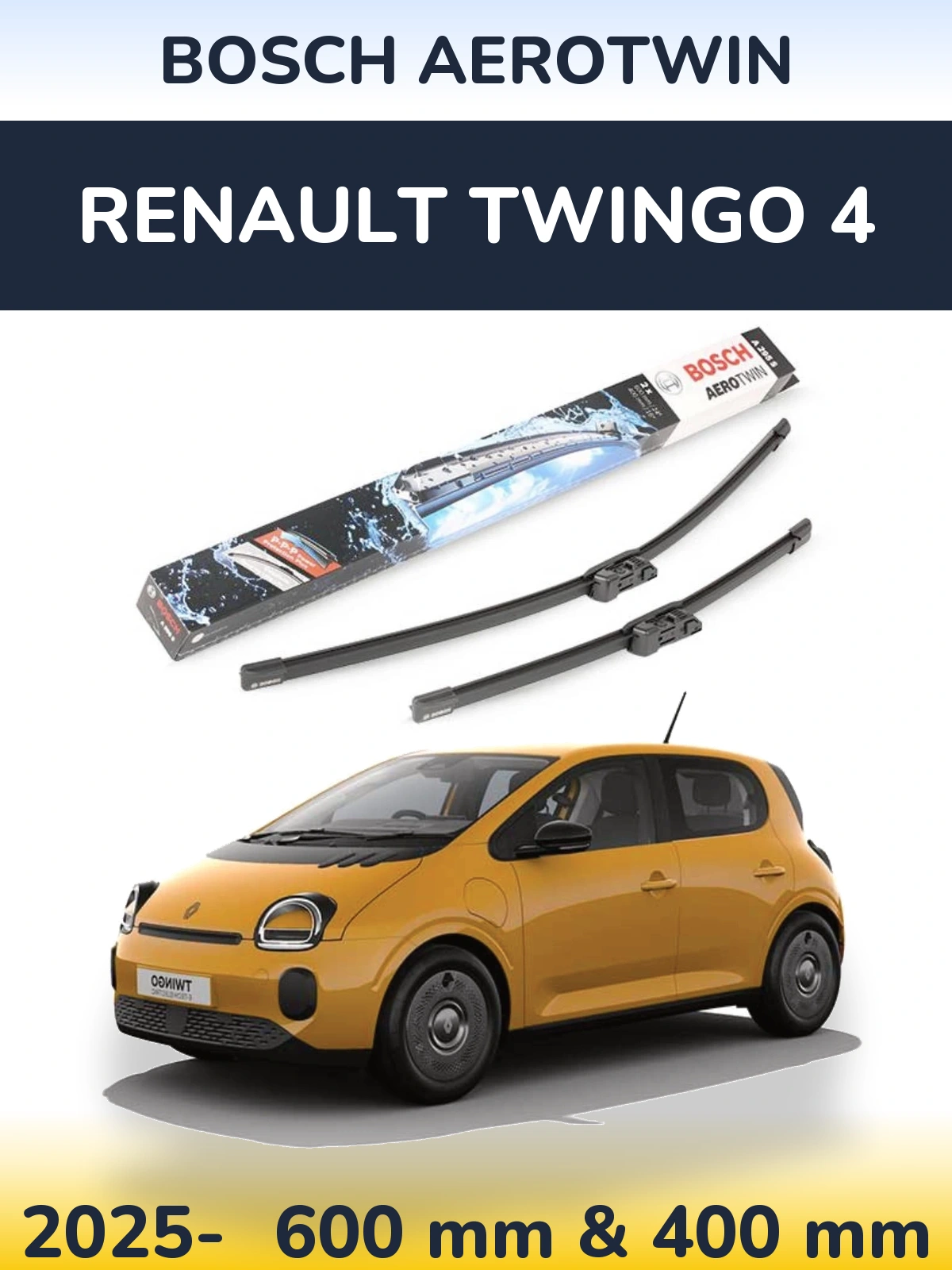 Sada předních stěračů BOSCH AeroTwin 600 a 400 mm pro Renault Twingo 4 2025-2026