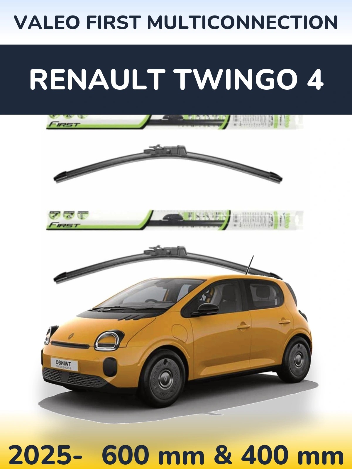 Комплект передніх щіток Valeo First MultiConnection 600 & 400 мм для Renault Twingo 4 2025-2026