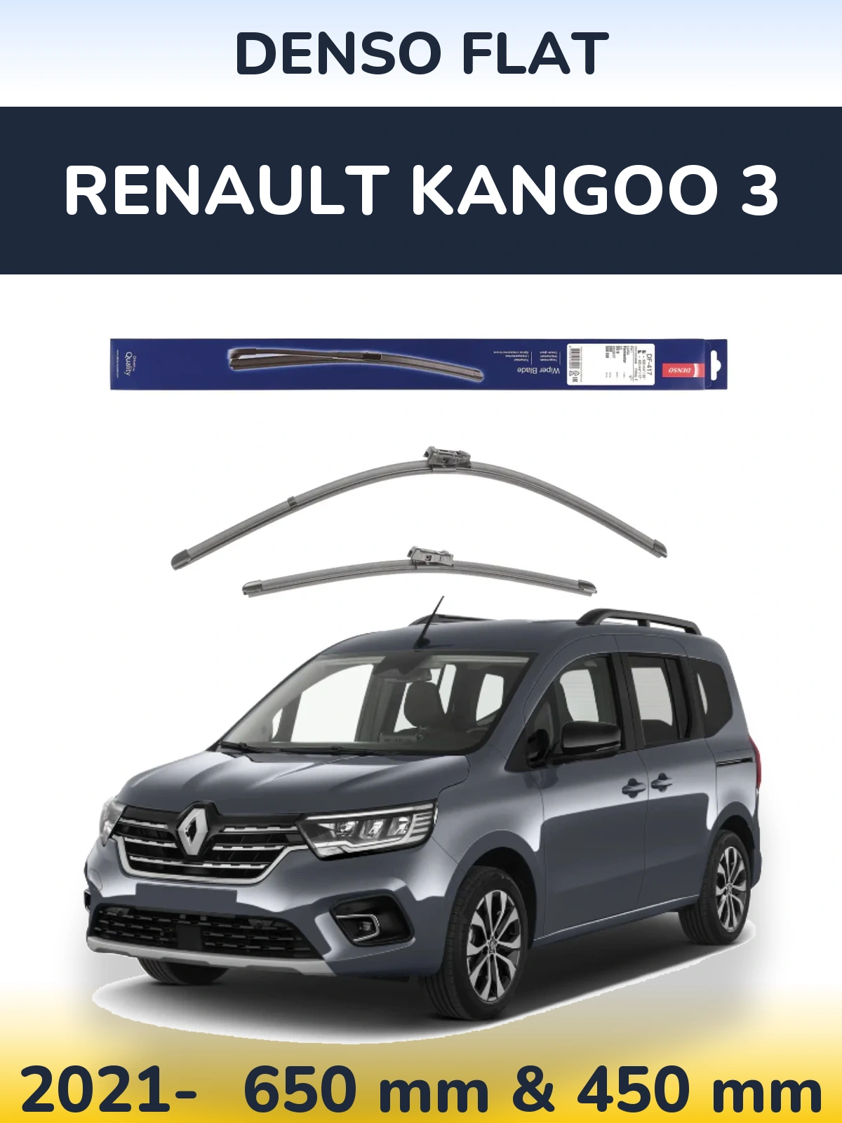 Sada předních stěračů Denso Flat 650 a 450 mm pro Renault Kangoo 3 2021-2026