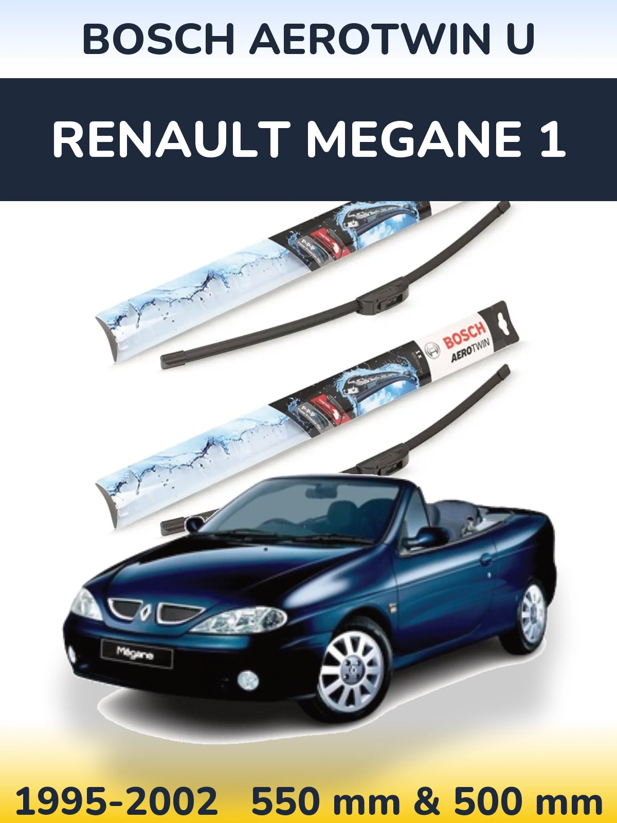 Комплект передніх щіток BOSCH AeroTwin U 550 & 500 мм для Renault Megane 1 1995-2002