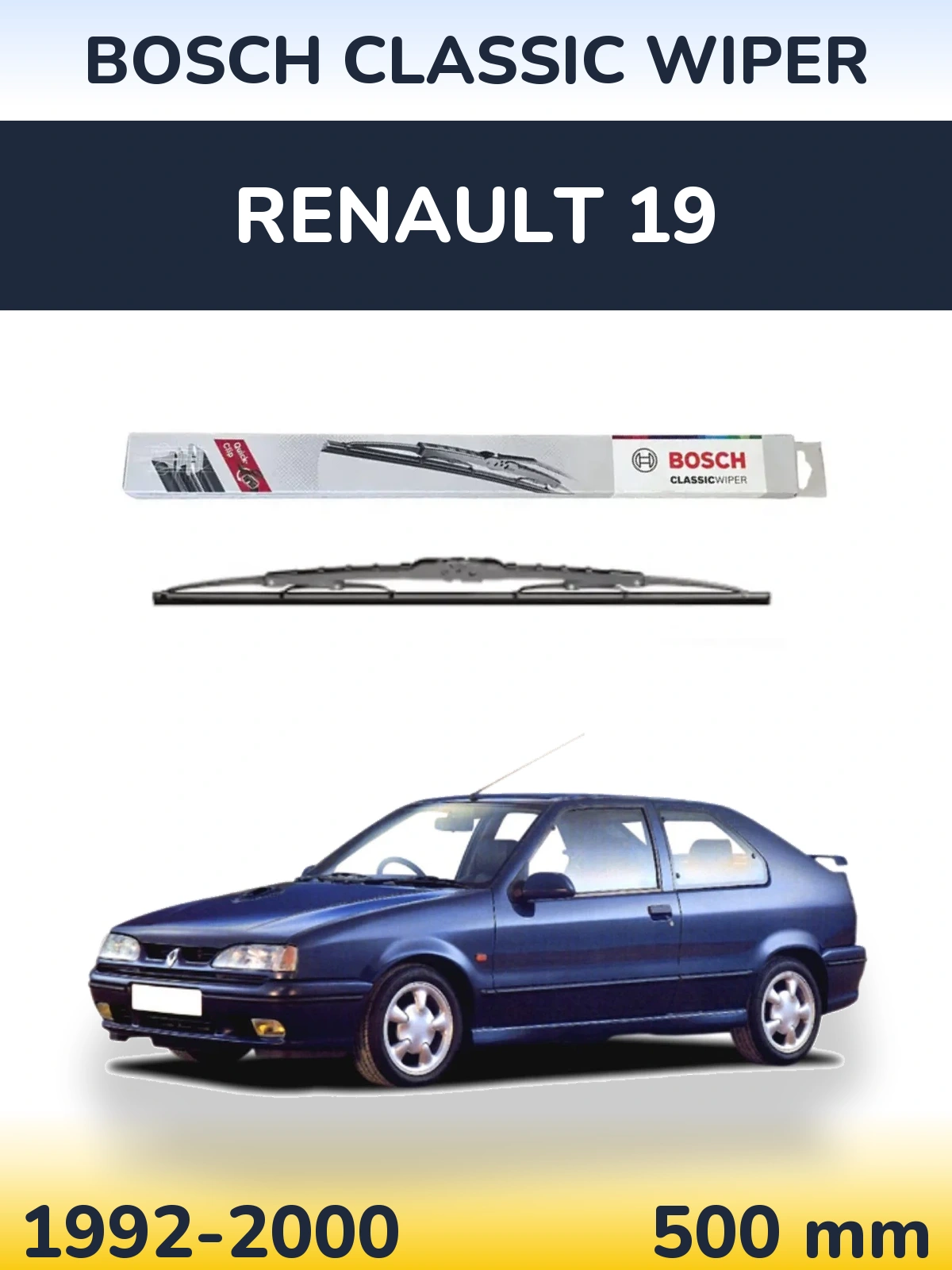 Задня щітка BOSCH Classic Wiper 500 мм для Renault 19 1992-2000