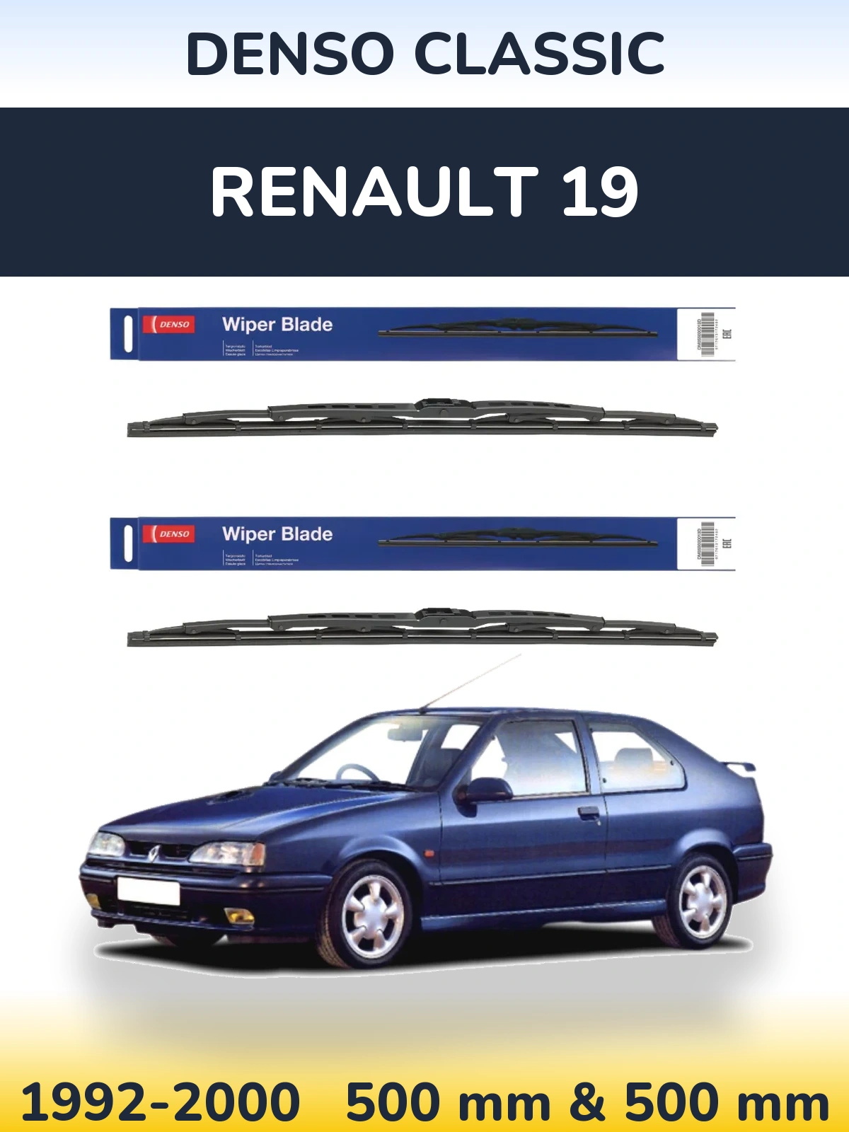 Sada předních stěračů Denso Classic 500 a 500 mm pro Renault 19 1992-2000