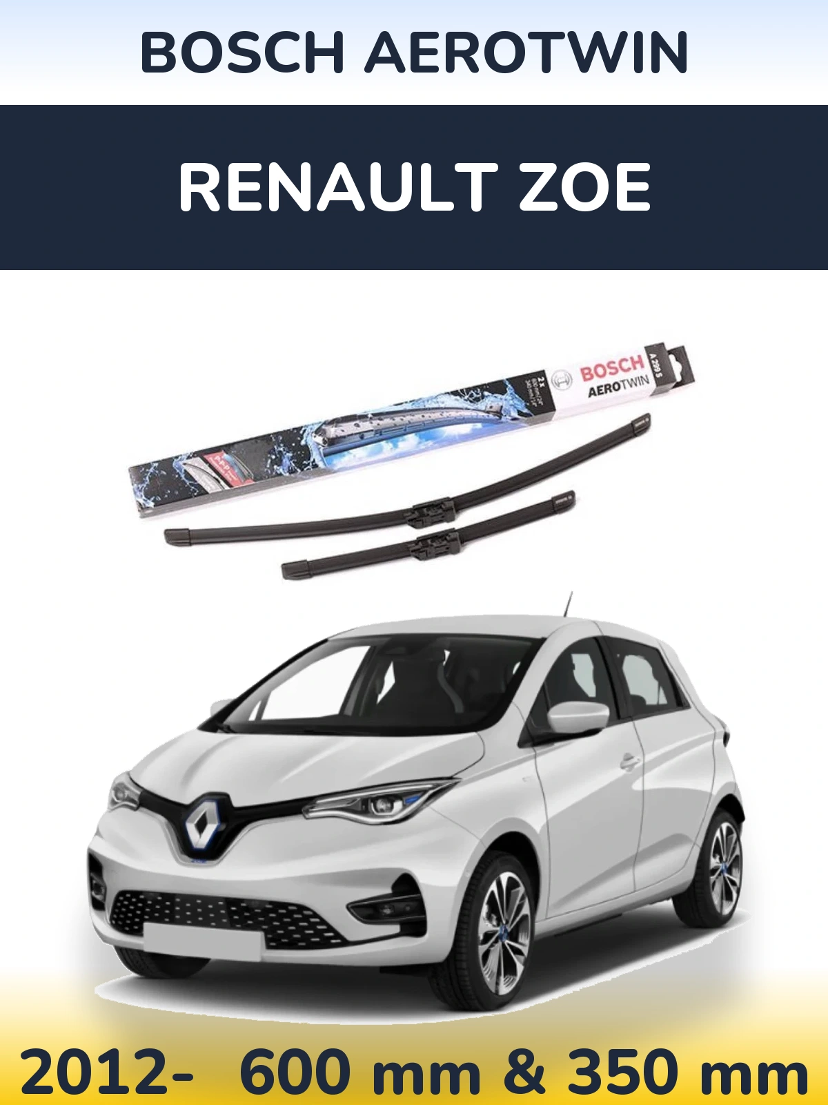 Комплект передніх щіток BOSCH AeroTwin 600 & 350 мм для Renault Zoe 2012-2026