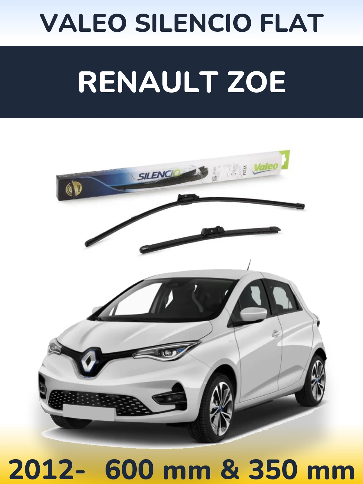 Sada předních stěračů Valeo Silencio Flat 600 a 350 mm pro Renault Zoe 2012-2026