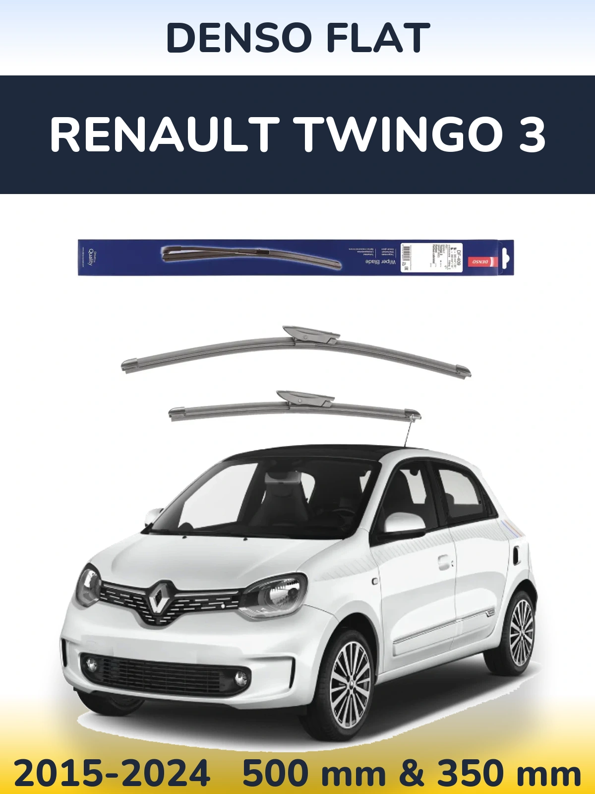 Sada předních stěračů Denso Flat 500 a 350 mm pro Renault Twingo 3 2015-2024