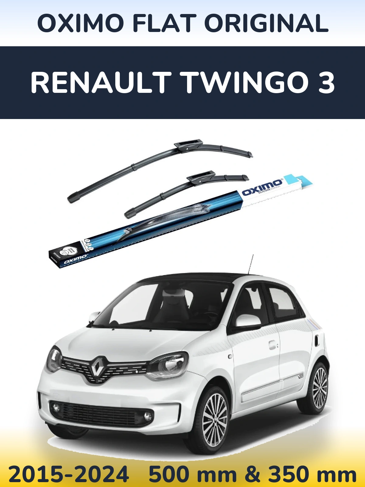 Sada předních stěračů Oximo Flat Original 500 a 350 mm pro Renault Twingo 3 2015-2024
