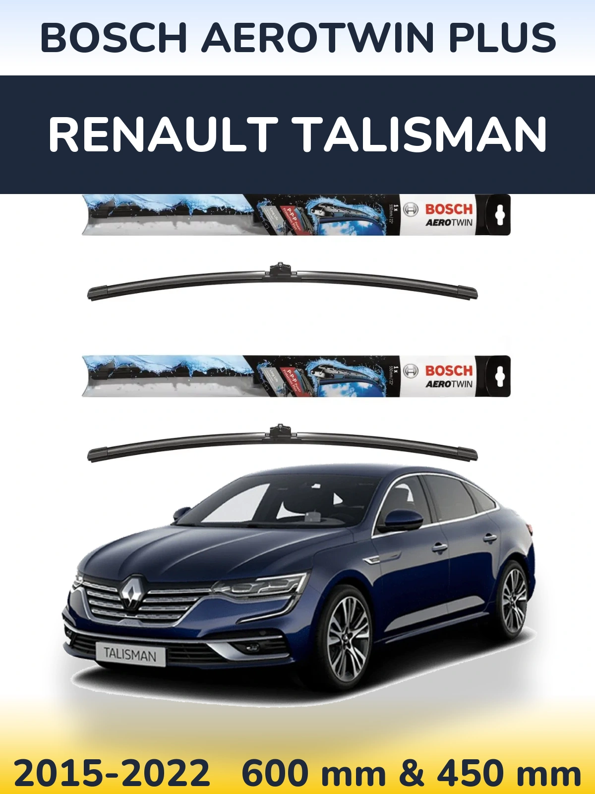 Sada předních stěračů BOSCH AeroTwin Plus 600 a 450 mm pro Renault Talisman 2015-2022