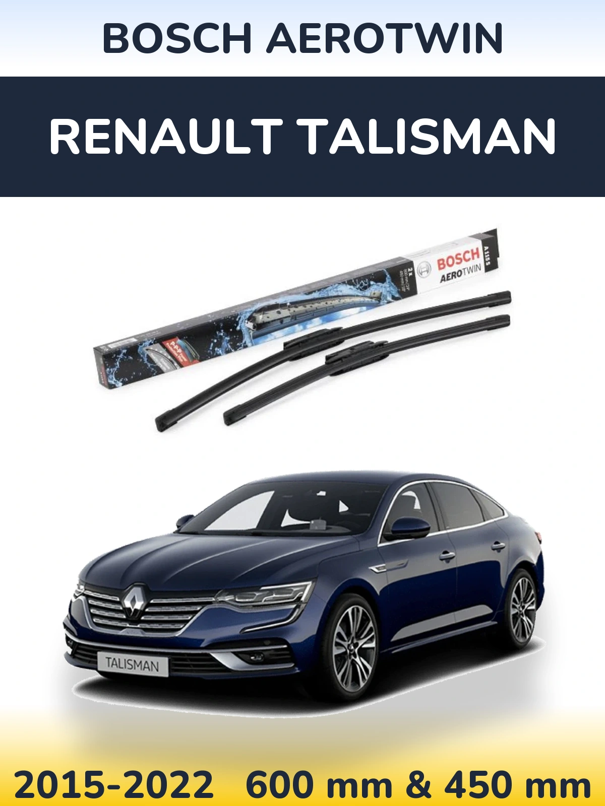 Sada předních stěračů BOSCH AeroTwin 600 a 450 mm pro Renault Talisman 2015-2022