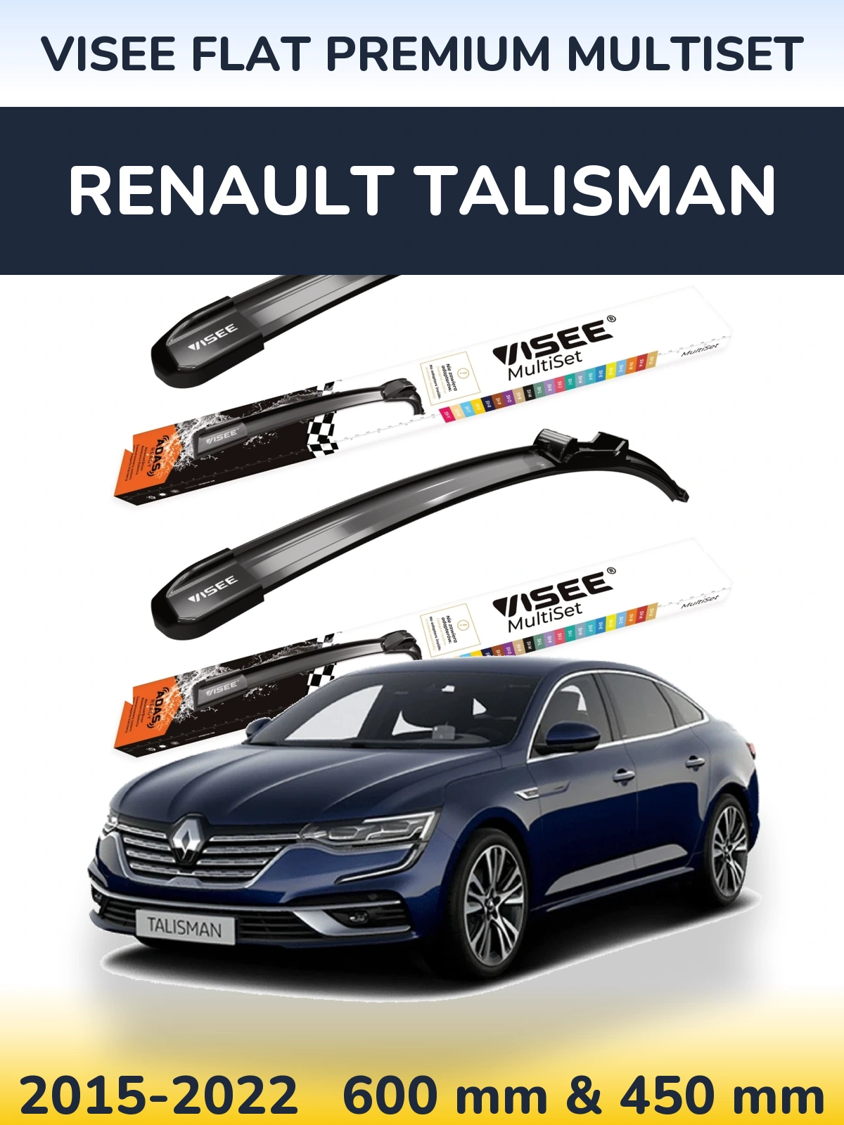 Sada předních stěračů VISEE FLAT PREMIUM MultiSet 600 a 450 mm pro Renault Talisman 2015-2022