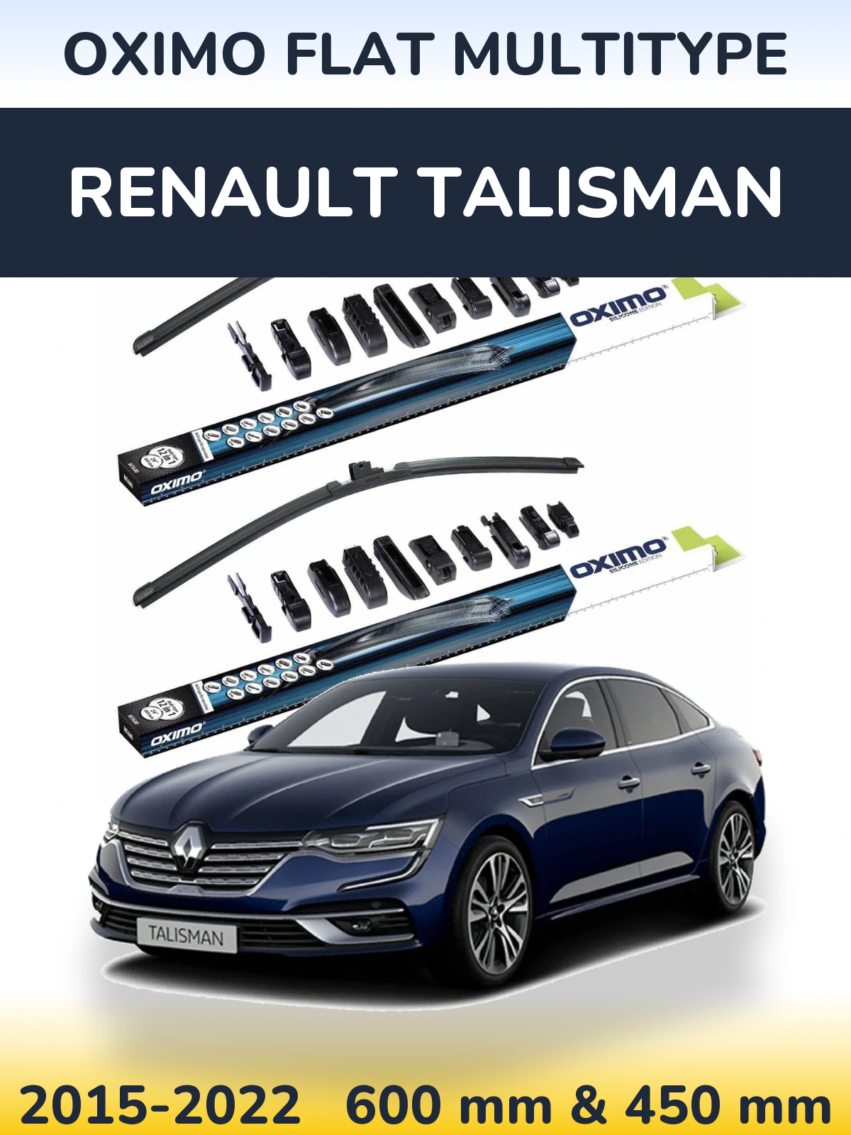 Sada předních stěračů Oximo Flat MultiType 600 a 450 mm pro Renault Talisman 2015-2022