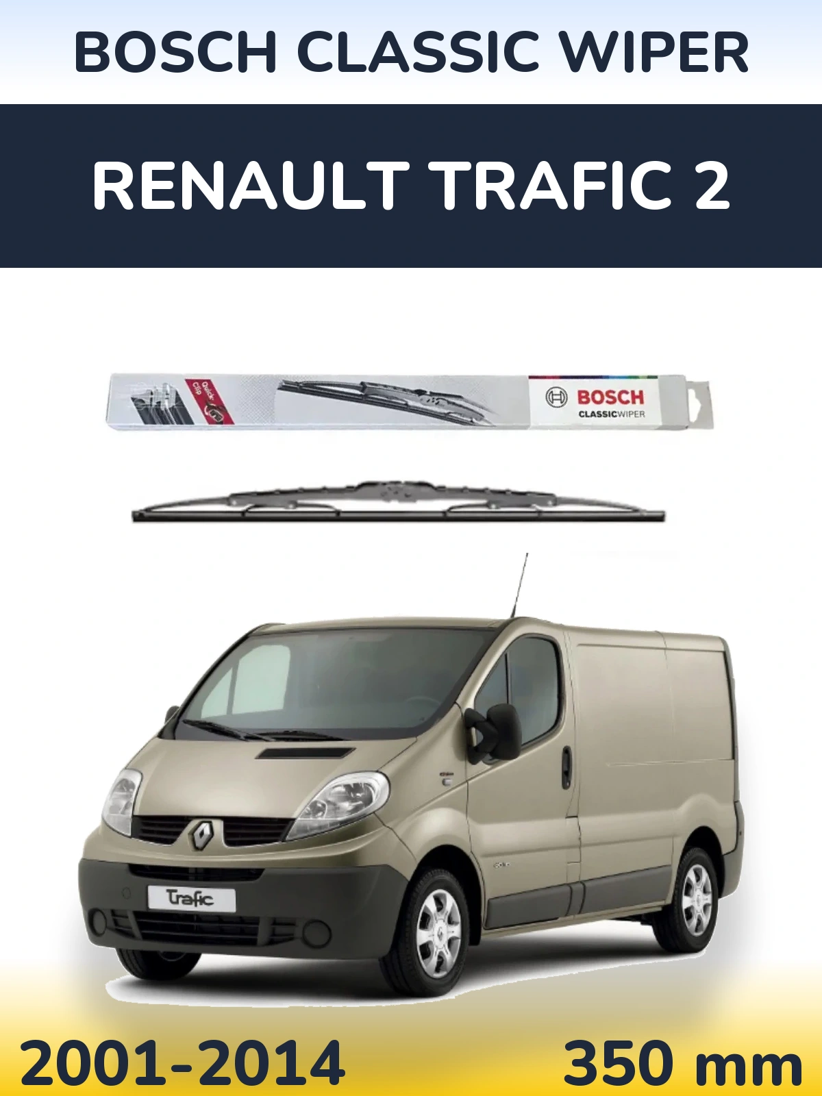 Zadní stěrač BOSCH Classic Wiper 340 mm pro Renault Trafic 2 2001-2014