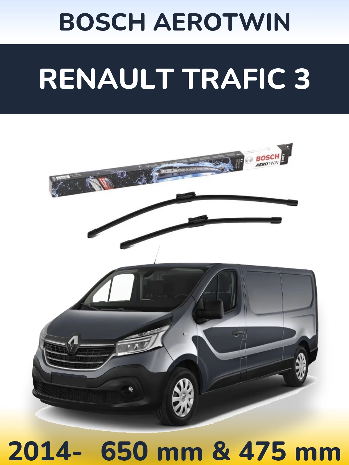 Sada předních stěračů BOSCH AeroTwin 650 a 475 mm pro Renault Trafic 3 2014-2026