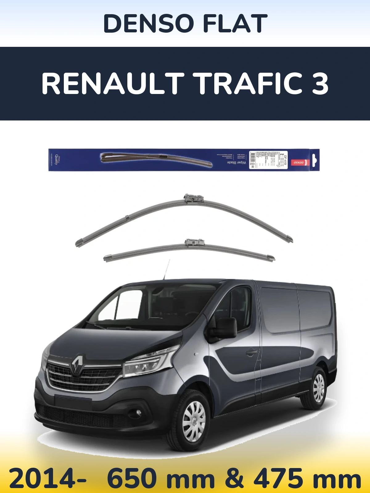 Sada předních stěračů Denso Flat 650 a 475 mm pro Renault Trafic 3 2014-2026
