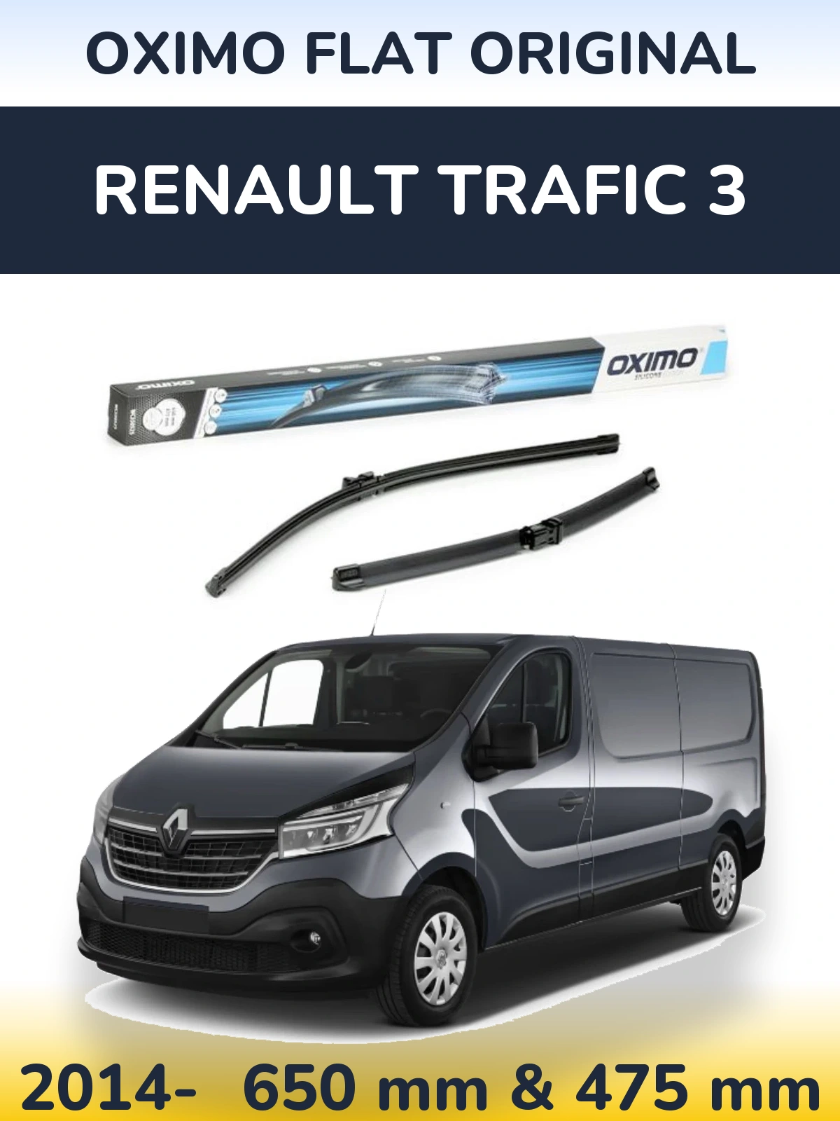 Sada předních stěračů Oximo Flat Original 650 a 475 mm pro Renault Trafic 3 2014-2026