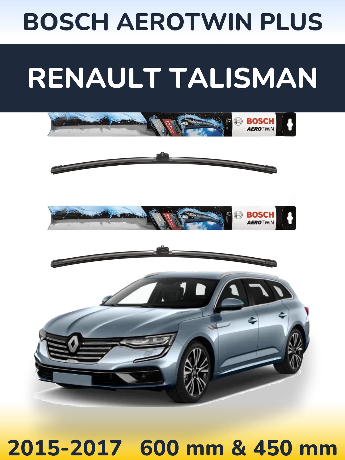 Sada předních stěračů BOSCH AeroTwin Plus 600 a 450 mm pro Renault Talisman 2015-2017