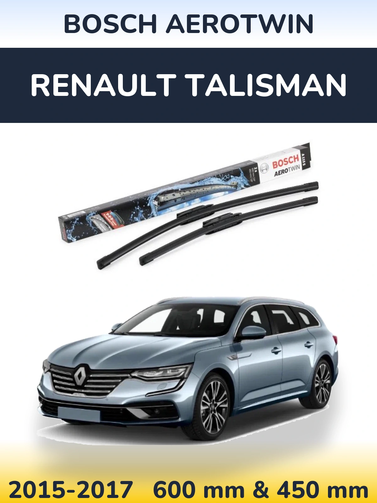 Комплект передніх щіток BOSCH AeroTwin 600 & 450 мм для Renault Talisman 2015-2017