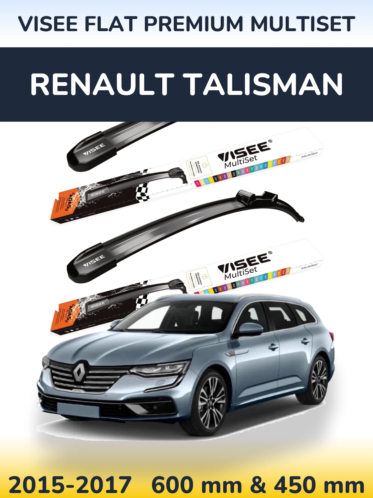 Sada předních stěračů VISEE FLAT PREMIUM MultiSet 600 a 450 mm pro Renault Talisman 2015-2017
