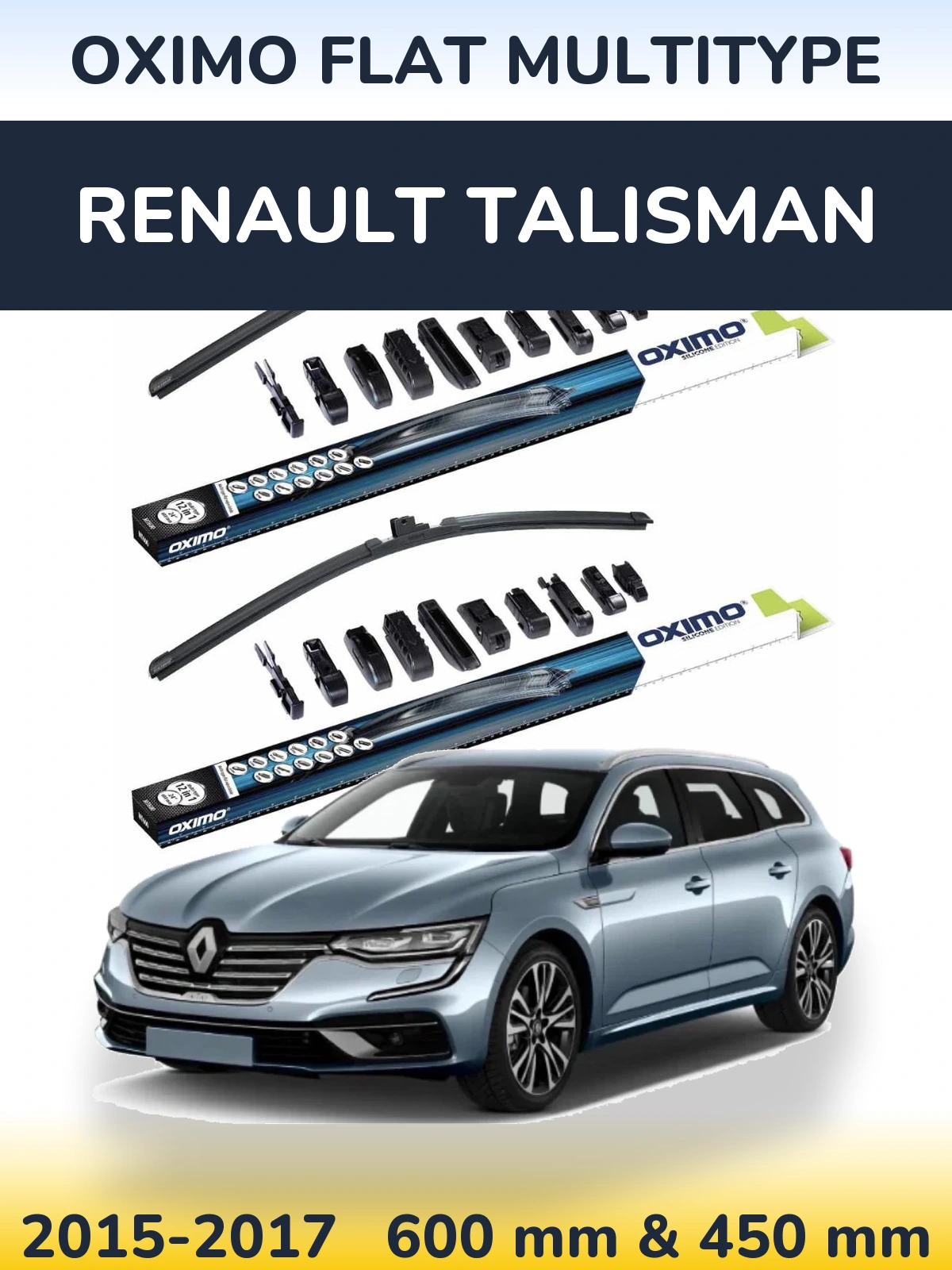 Sada předních stěračů Oximo Flat MultiType 600 a 450 mm pro Renault Talisman 2015-2017