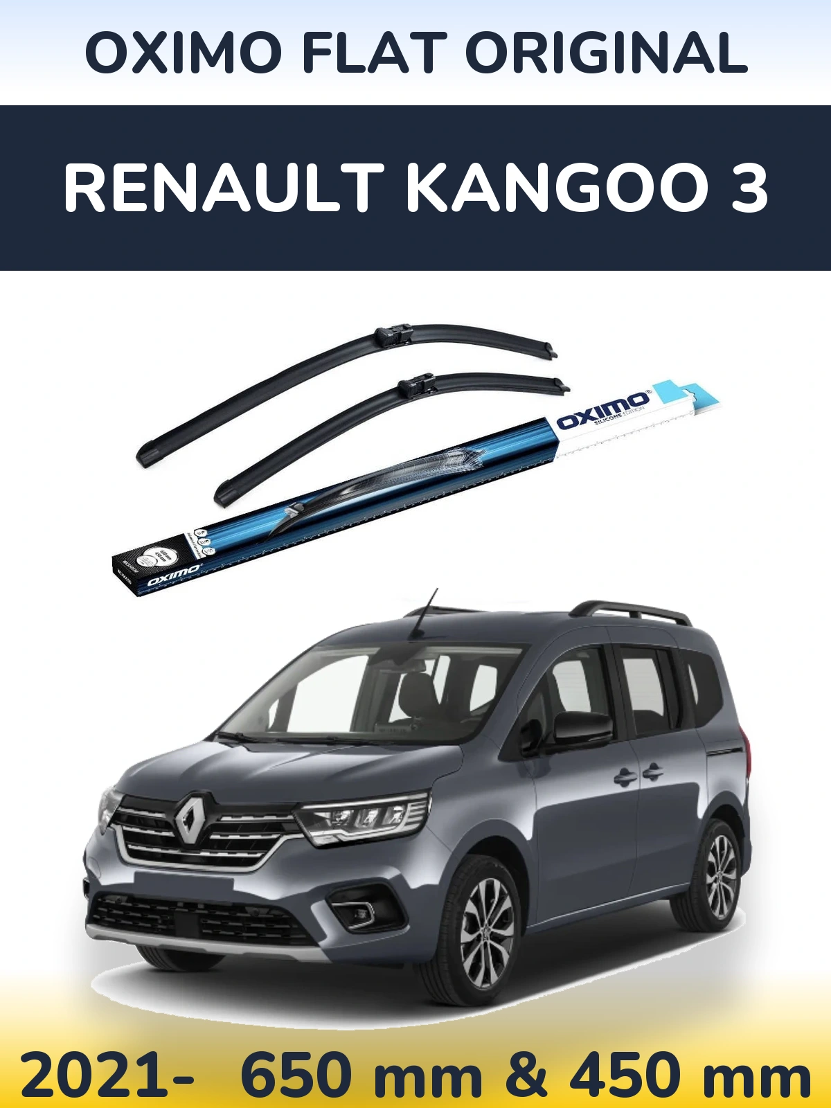 Sada předních stěračů Oximo Flat Original 650 a 450 mm pro Renault Kangoo 3 2021-2026